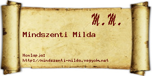 Mindszenti Milda névjegykártya